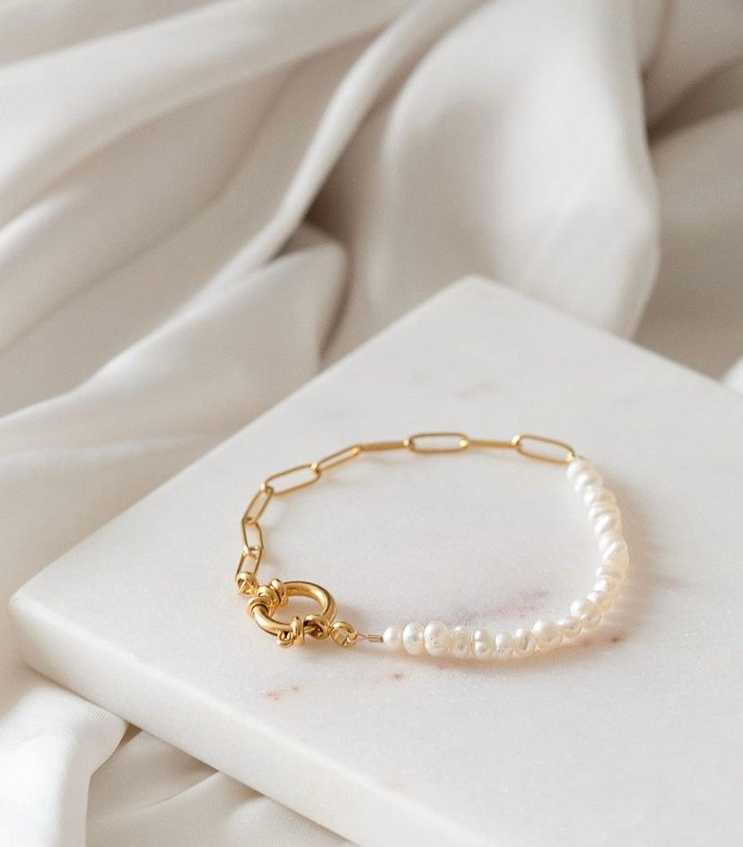 Pulsera Perlas & Cadena