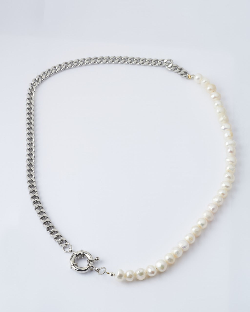 Collar Silver Chain & Pearls