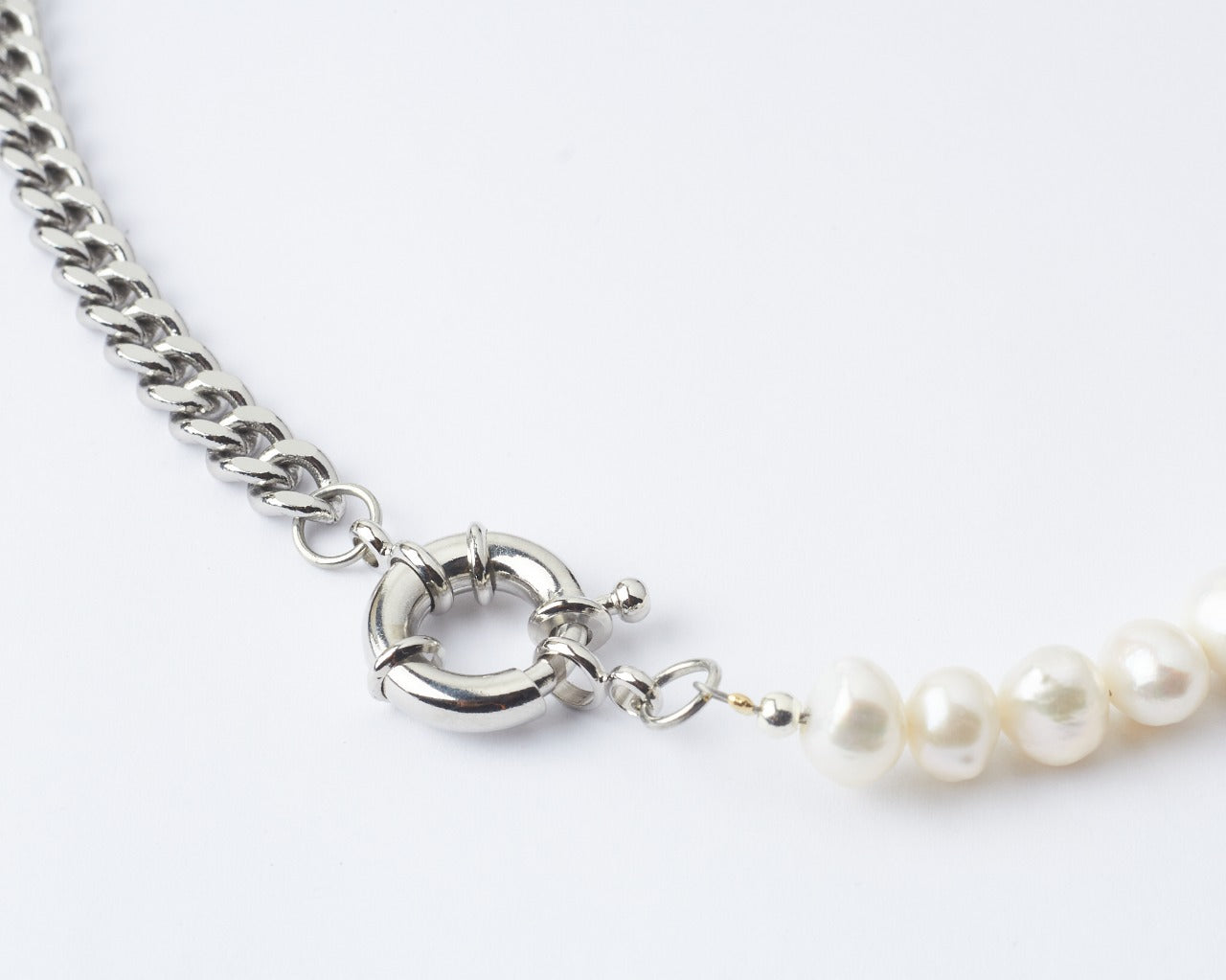 Collar Silver Chain & Pearls
